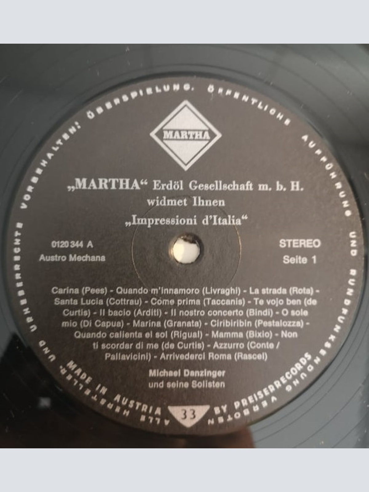 Vinyl / Michael Danzinger Und Seine Solisten - Impressioni D'Italia