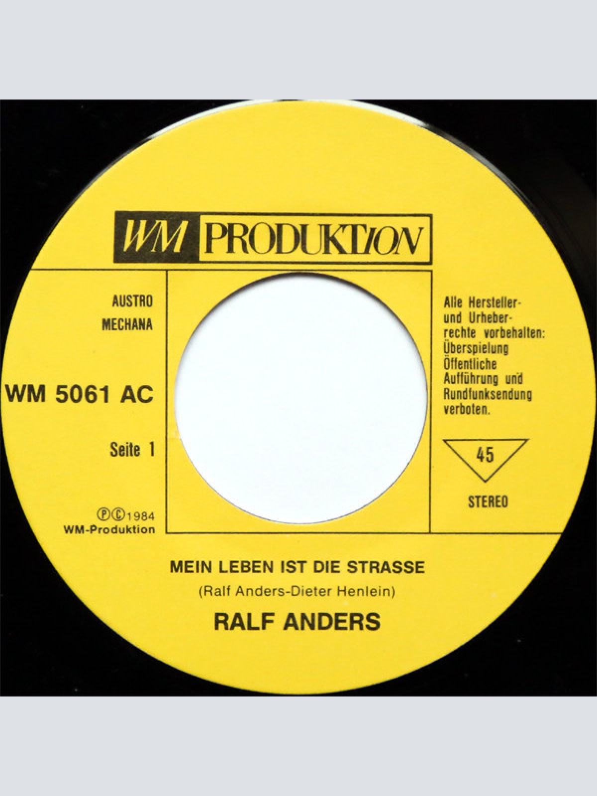 Vinyl / Ralf Anders - Mein Leben Ist Die Straße / Weekend