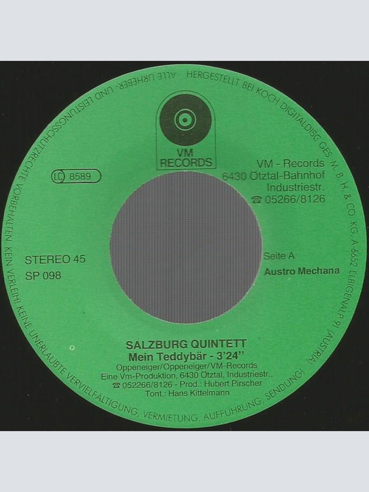 Vinyl / Salzburg Quintett - Mein Teddybär / Treffpunkt Altenmarkt