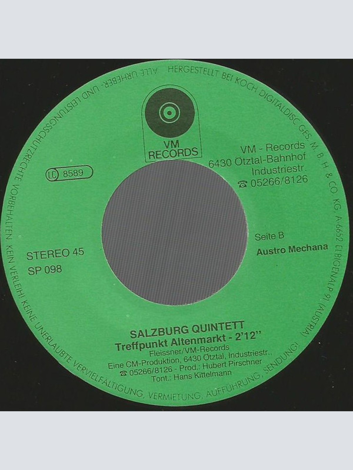 Vinyl / Salzburg Quintett - Mein Teddybär / Treffpunkt Altenmarkt