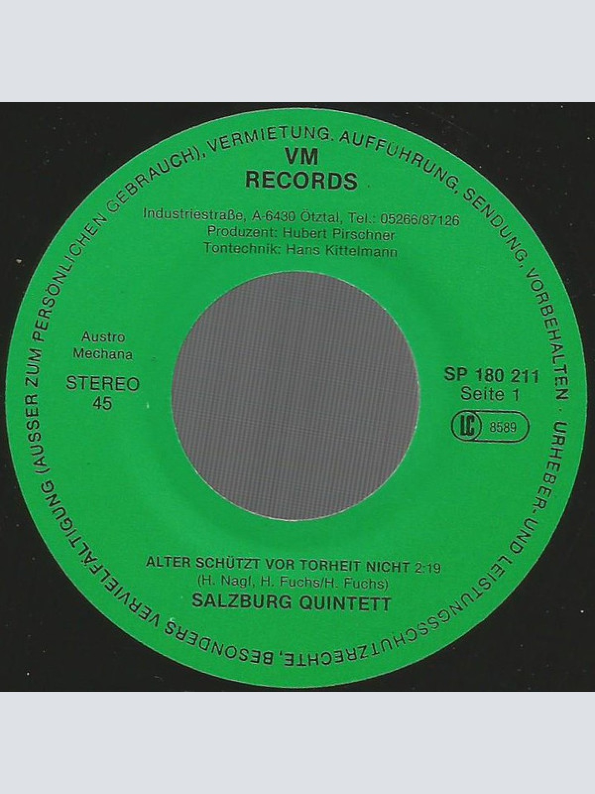 Vinyl / Salzburg Quintett - Alter Schützt Vor Torheit Nicht