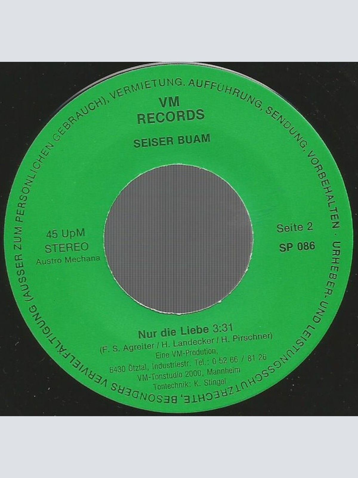 Vinyl / Seiser Buam - Langsam Geh' Ich Durch Die Kalte Nacht / Nur Die Liebe