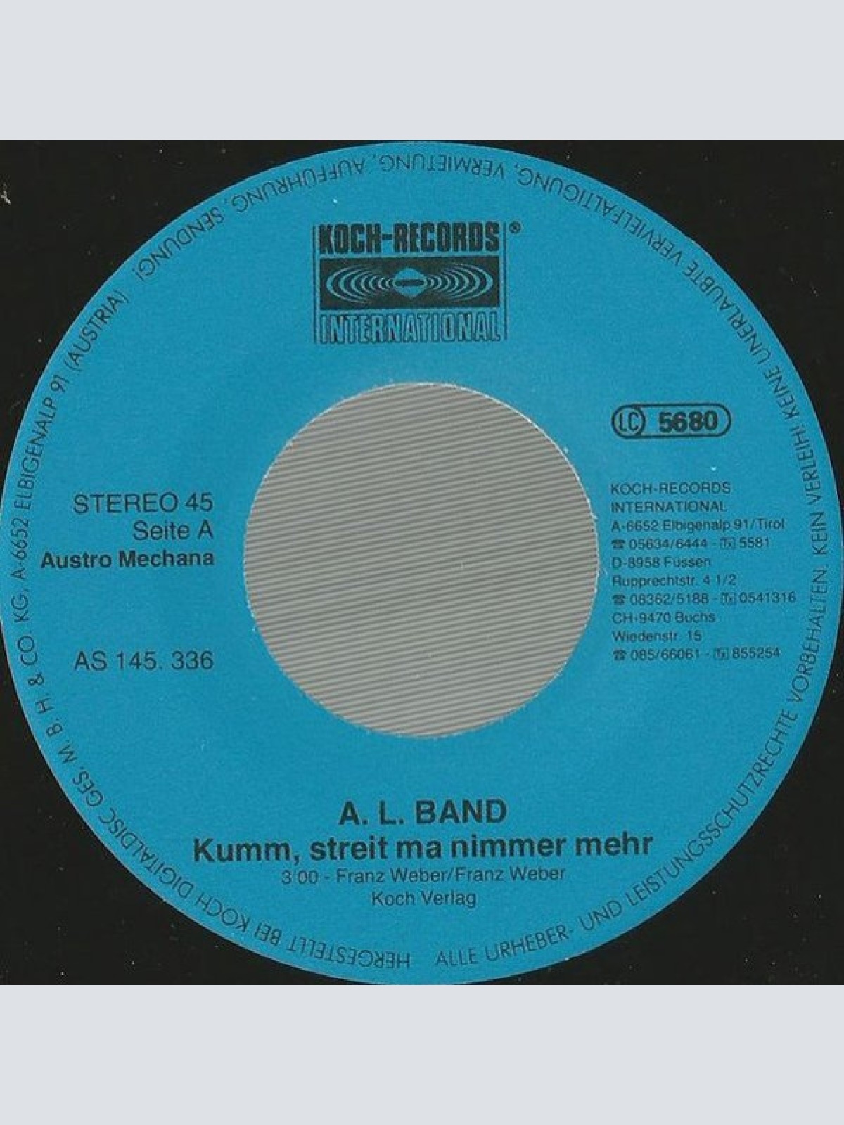 Vinyl / AL Band* - Kumm, Streit Ma Nimmer Mehr