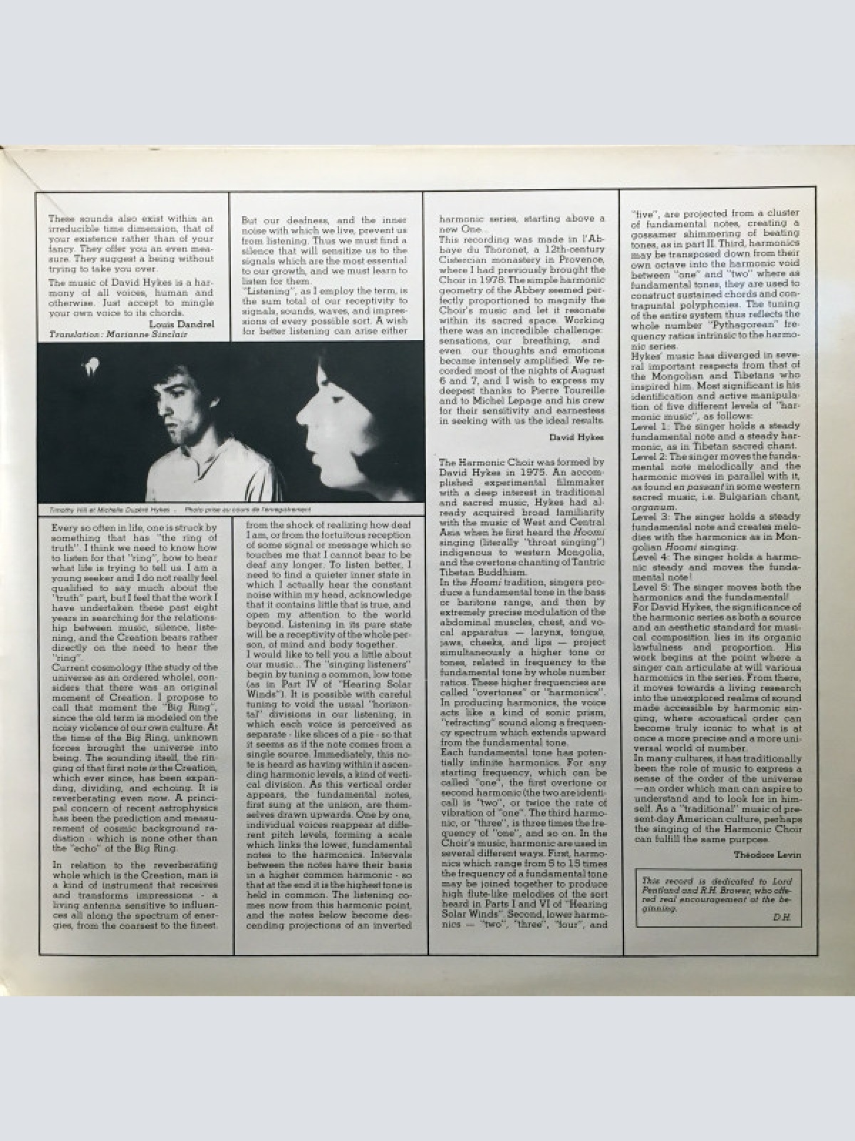 Vinyl / The Harmonic Choir / David Hykes - Hearing Solar Winds = À L'Ecoute Des Vents Solaires