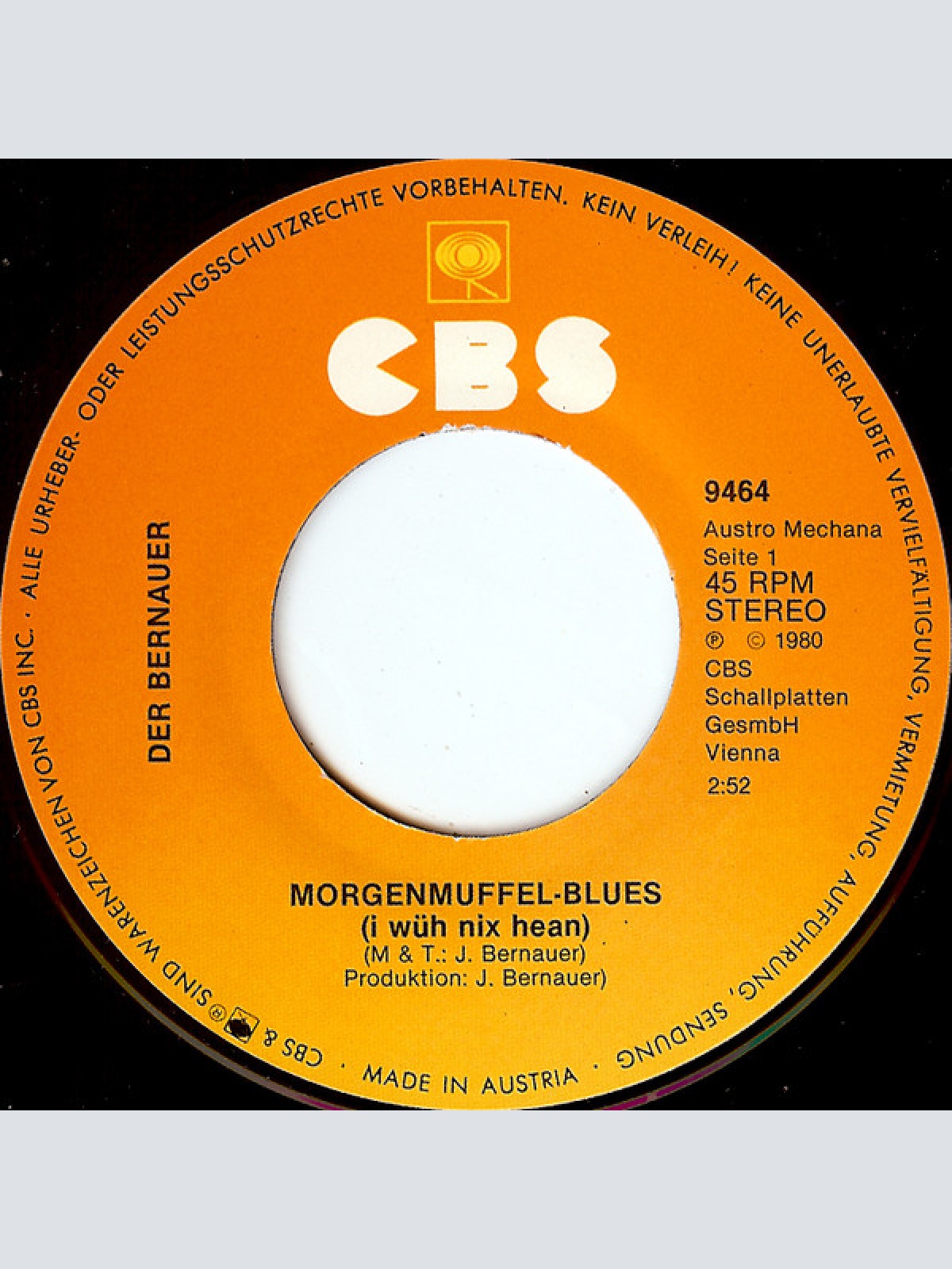 Vinyl / Der Bernauer* - Morgenmuffel Blues (I Wüh Nix Hean)