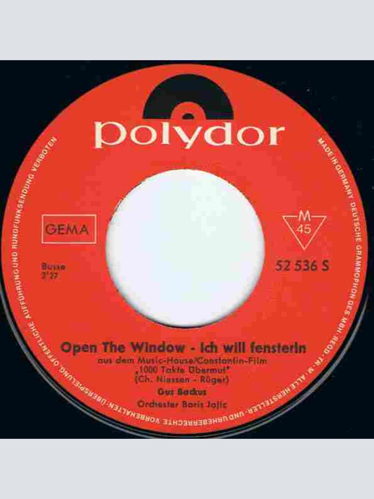 Vinyl / Gus Backus - Denk Nicht Immer Gleich An Morgen