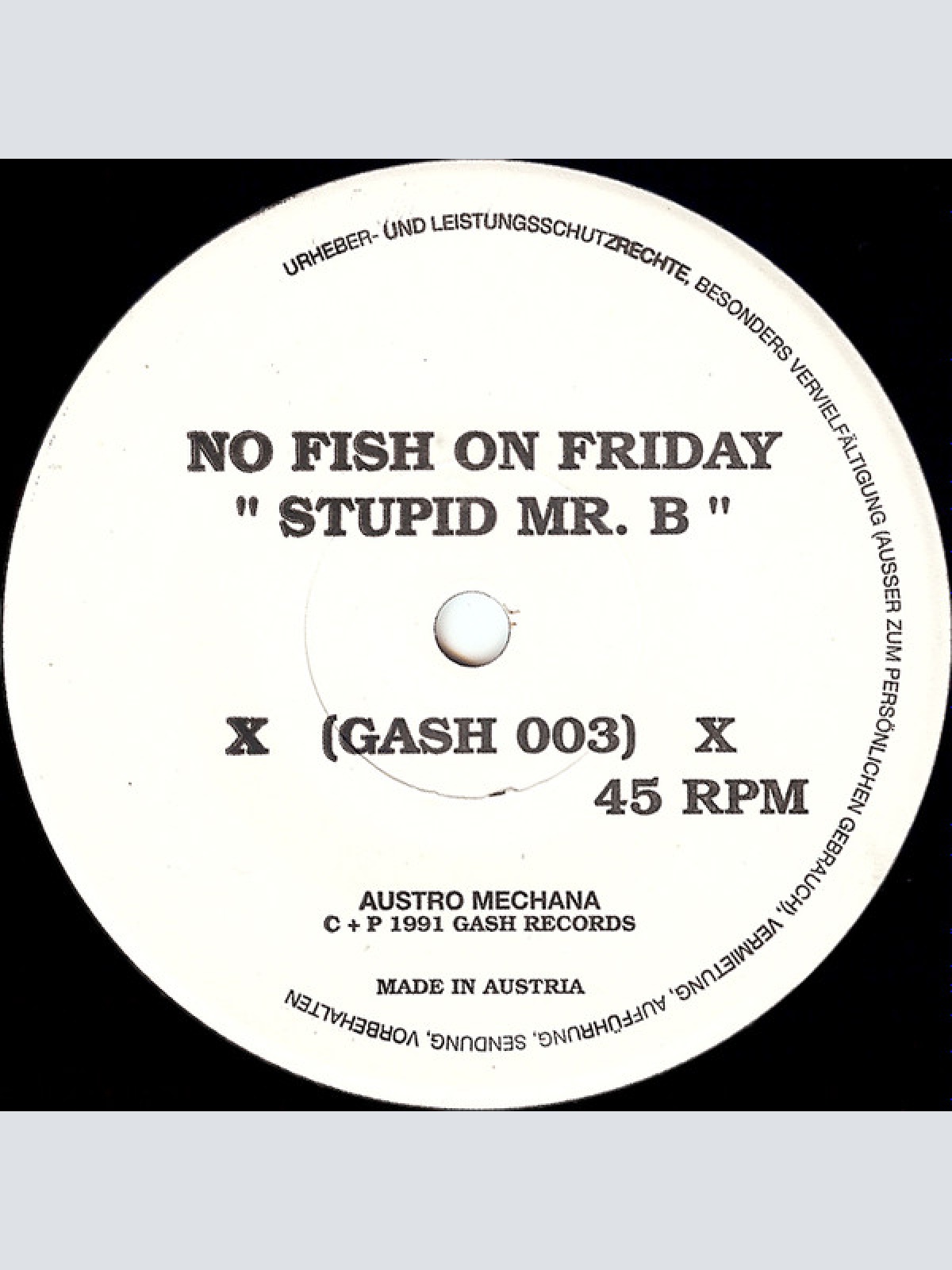 Vinyl / No Fish On Friday / Shaken Not Stirred - Stupid Mr. B / Junkyard Fair