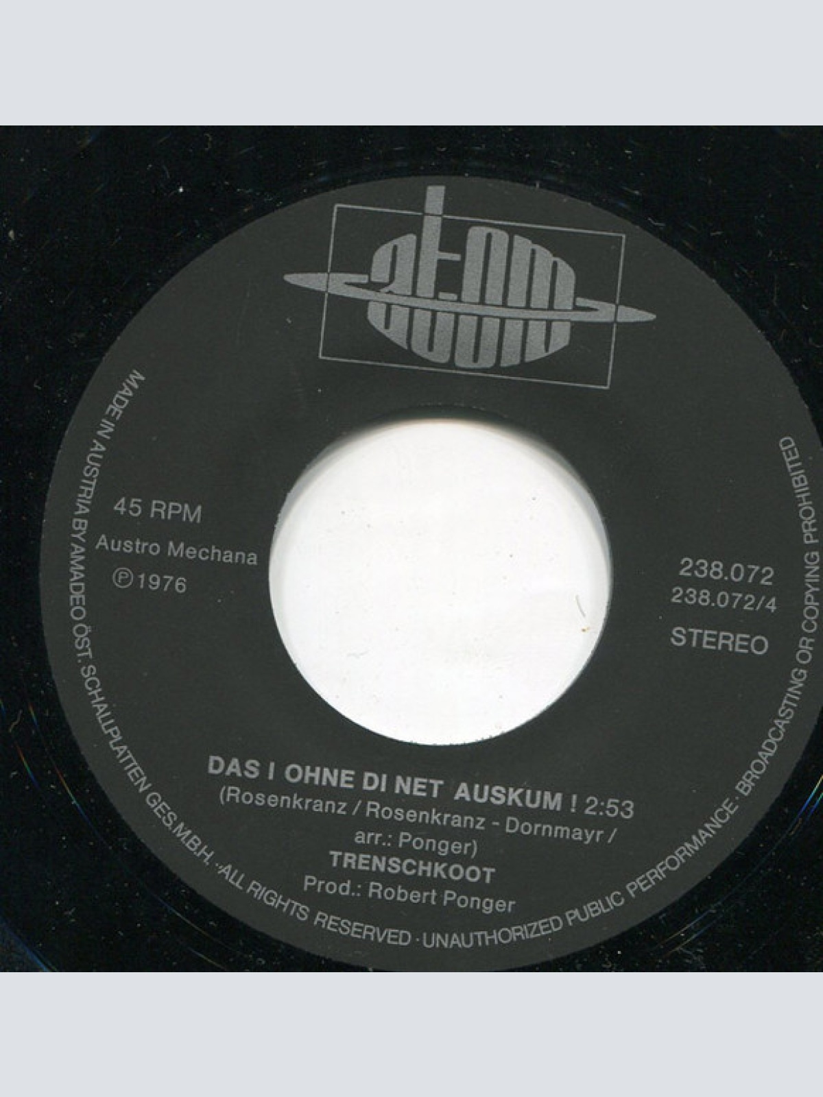 Vinyl / Trenschkoot - Das Leben / Das I Ohne Di Net Auskum!