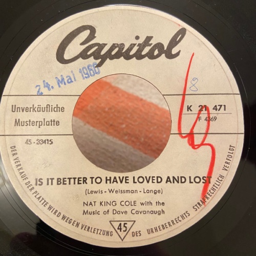 Vinyl / Nat King Cole - That's You / It's Better To Have Loved And Lost