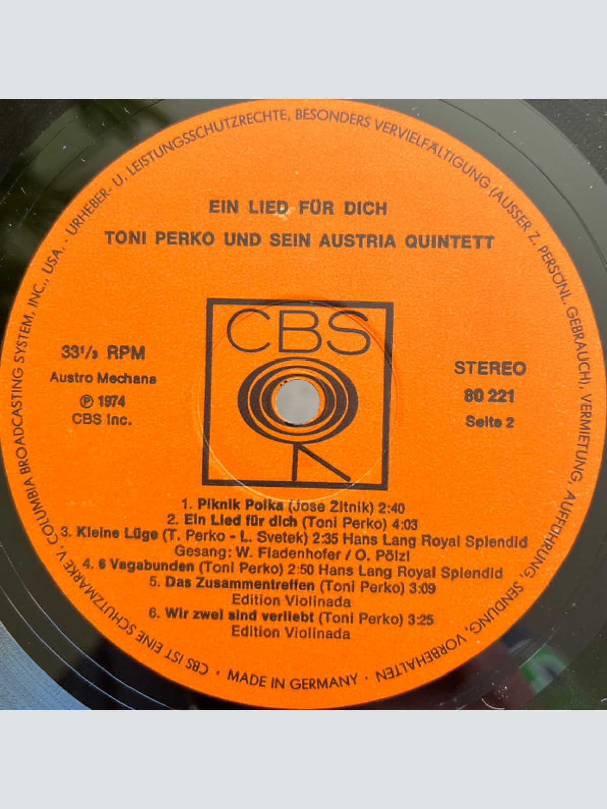 Vinyl / Toni Perko Und Sein Austria Quintett - Ein Lied Für Dich