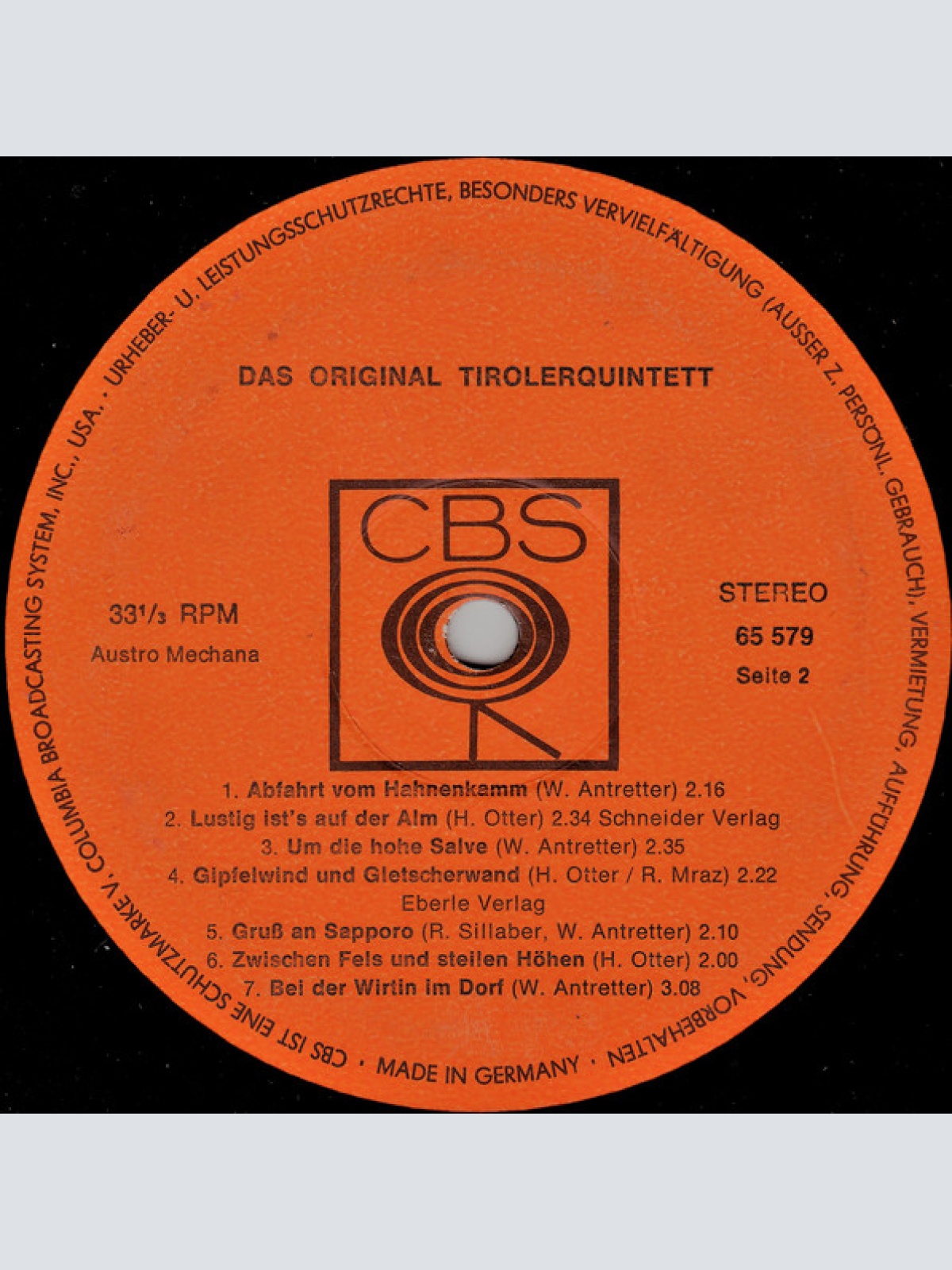 Vinyl / Das Original Tirolerquintett* - Beim Dorfschmied