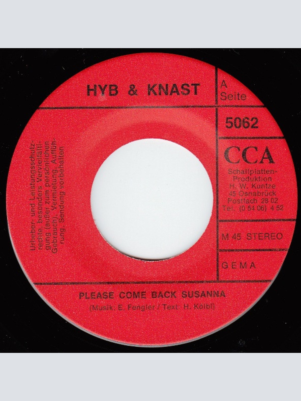 Vinyl / Hyb & Knast - Please Come Back Susanna