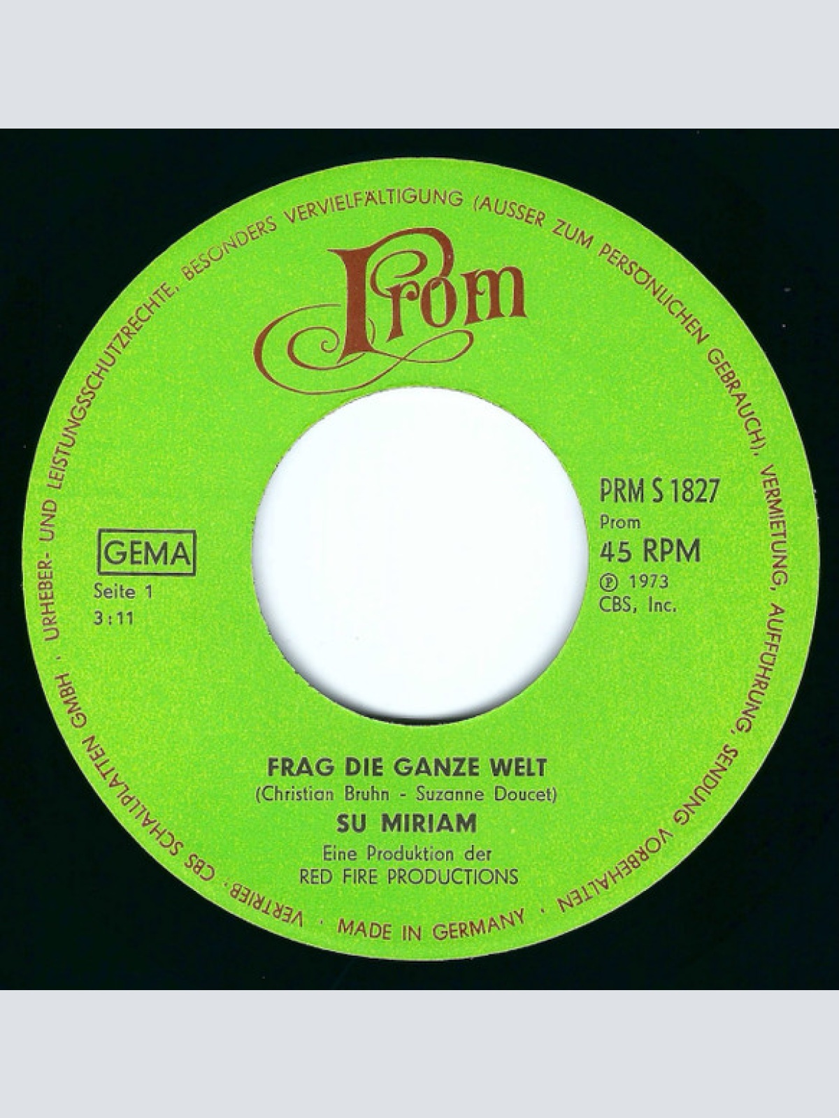 Vinyl / Su Miriam - Frag Die Ganze Welt