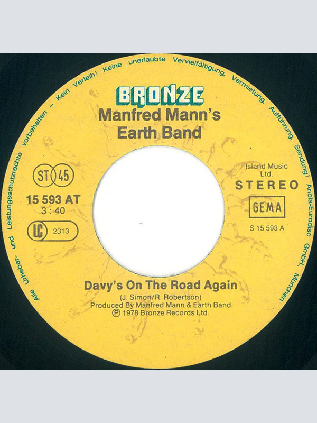 Vinyl / Manfred Mann's Earth Band - Davy's On The Road Again