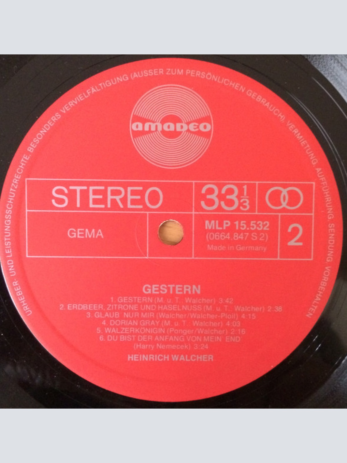 Vinyl / Heinrich Walcher - Gestern