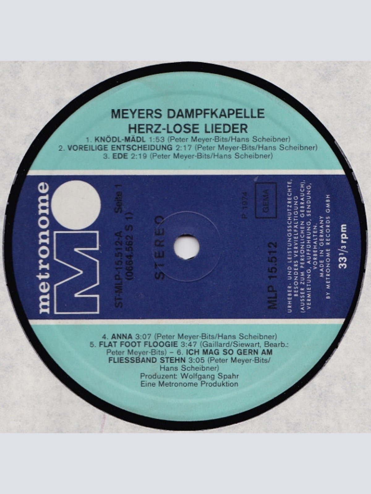 Vinyl / Meyer's Dampfkapelle - Herzlose Lieder
