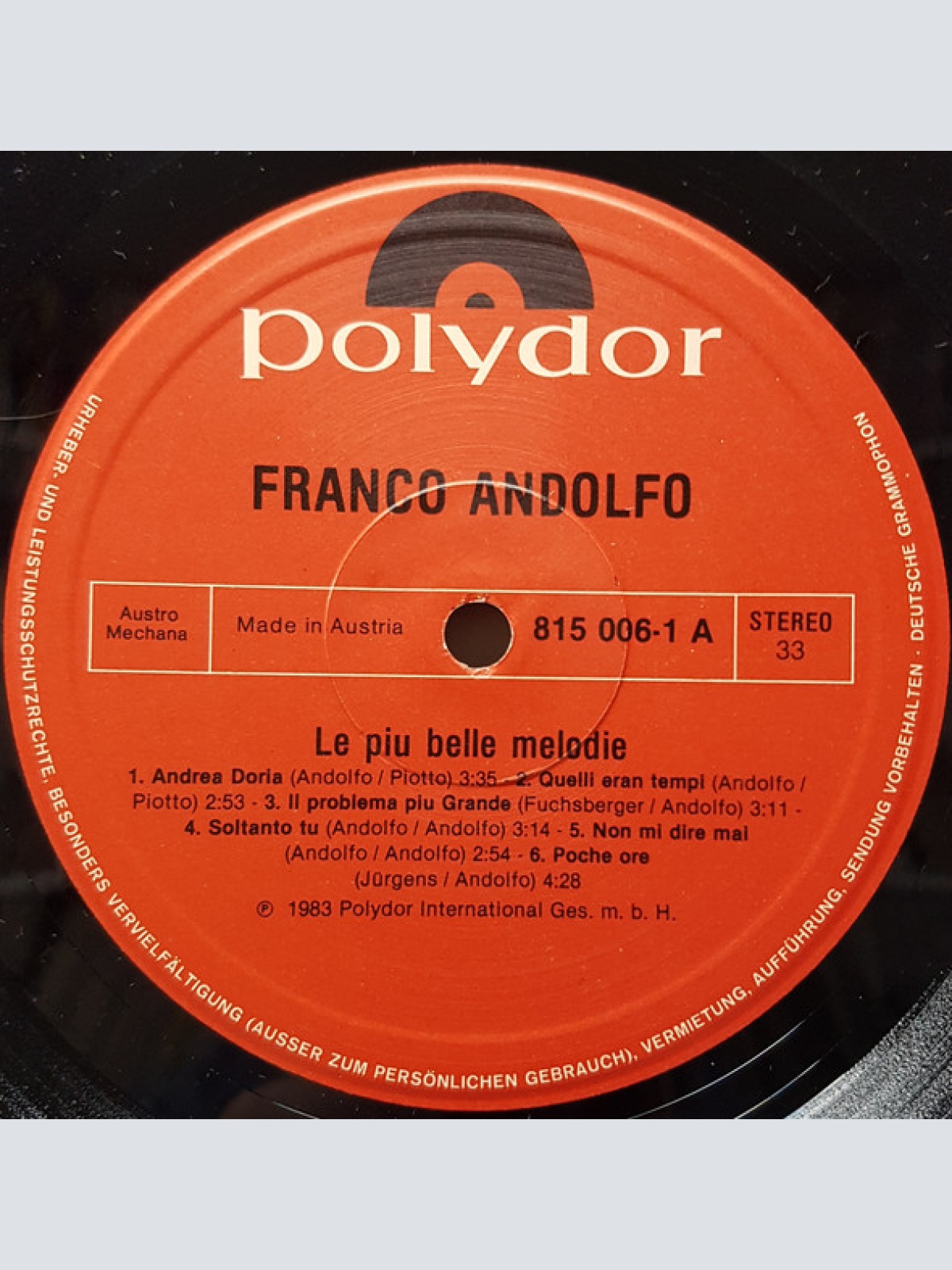 Vinyl / Franco Andolfo - Le Piú Belle Melodie