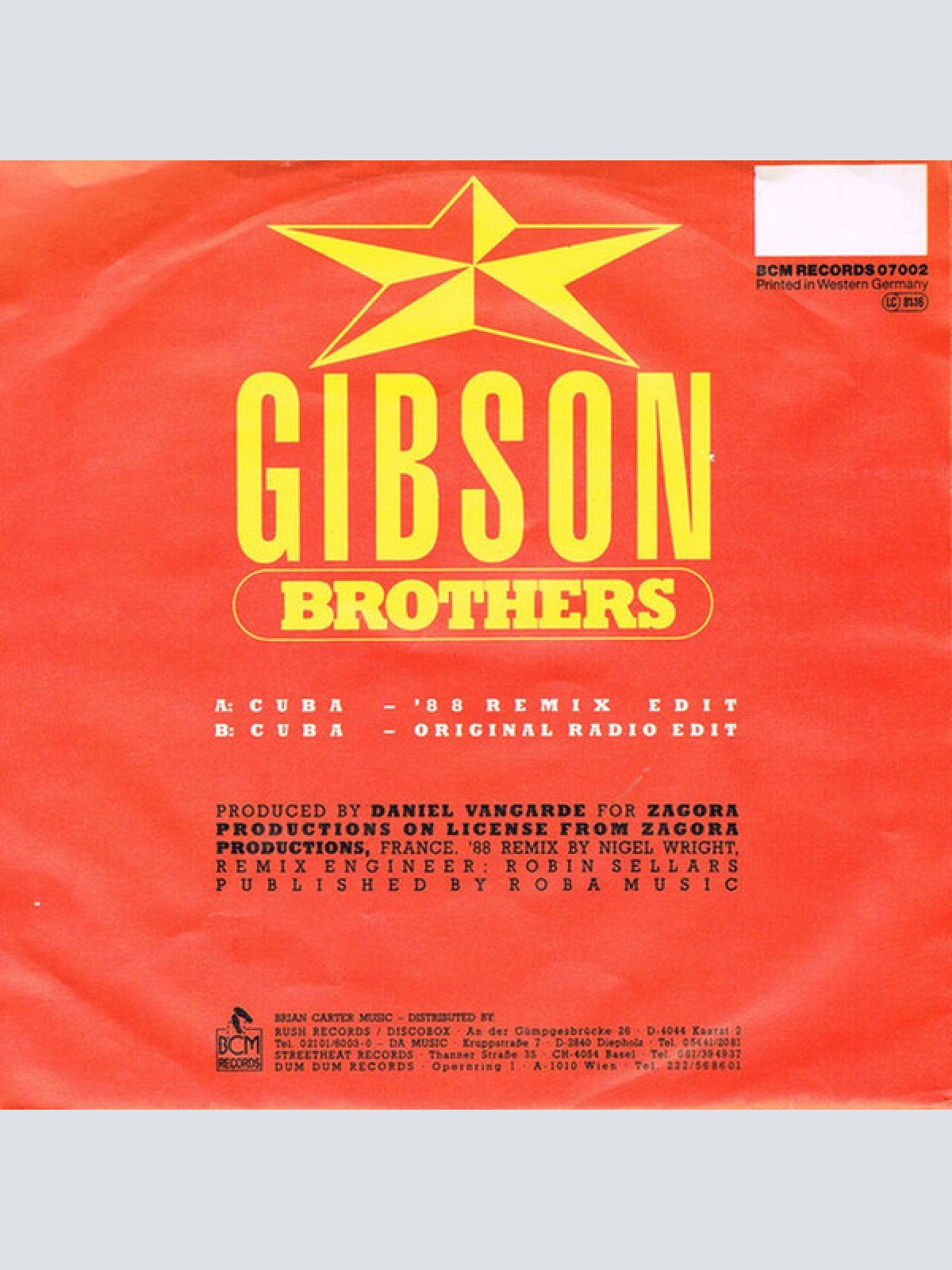 Vinyl / Gibson Brothers - Cuba ('88 Remix)