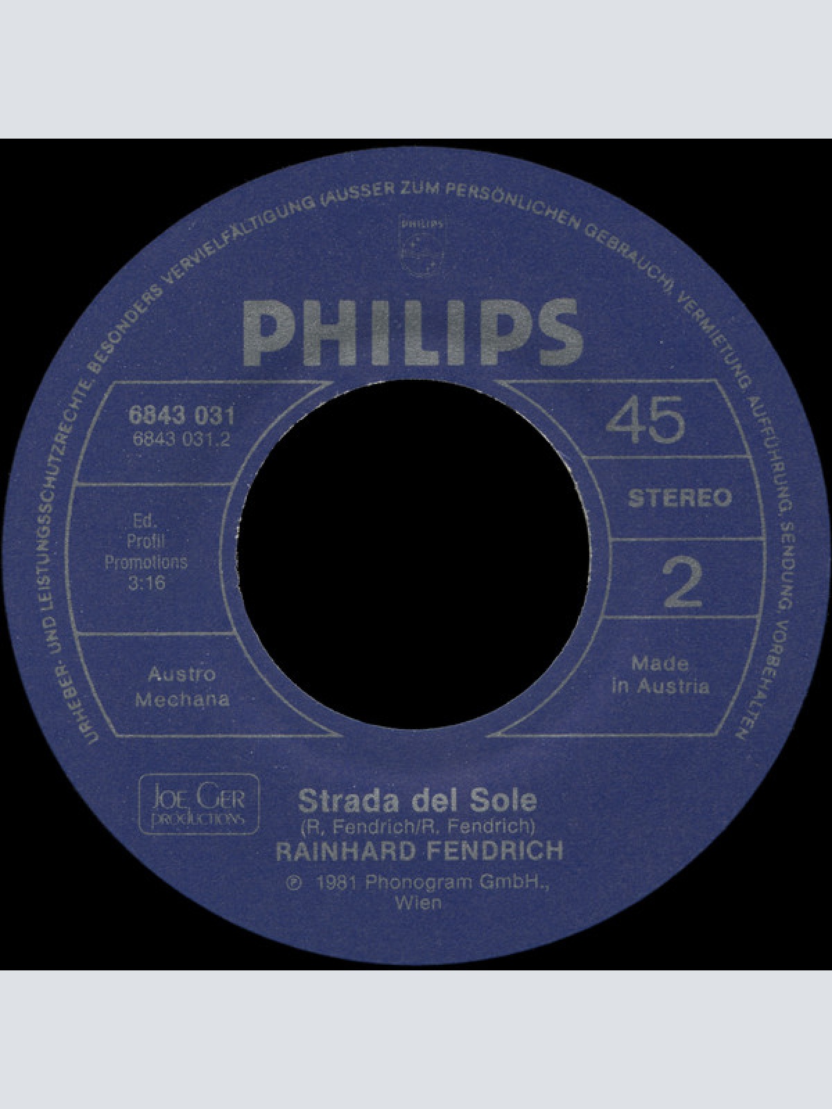 Vinyl / Rainhard Fendrich - Strada Del Sole