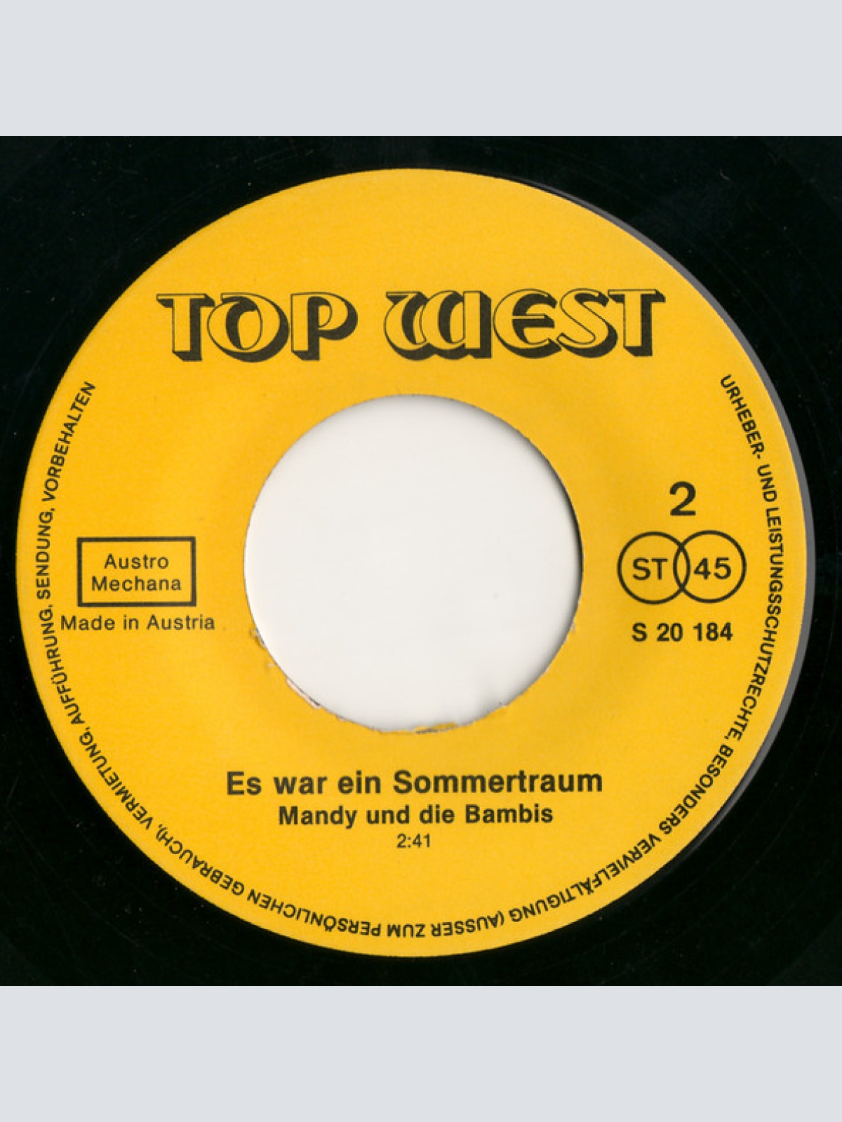 Vinyl / Hannes Rainer & Andy (369) / Mandy Und Die Bambis - Eine Träne Zuviel / Es War Ein Sommertraum