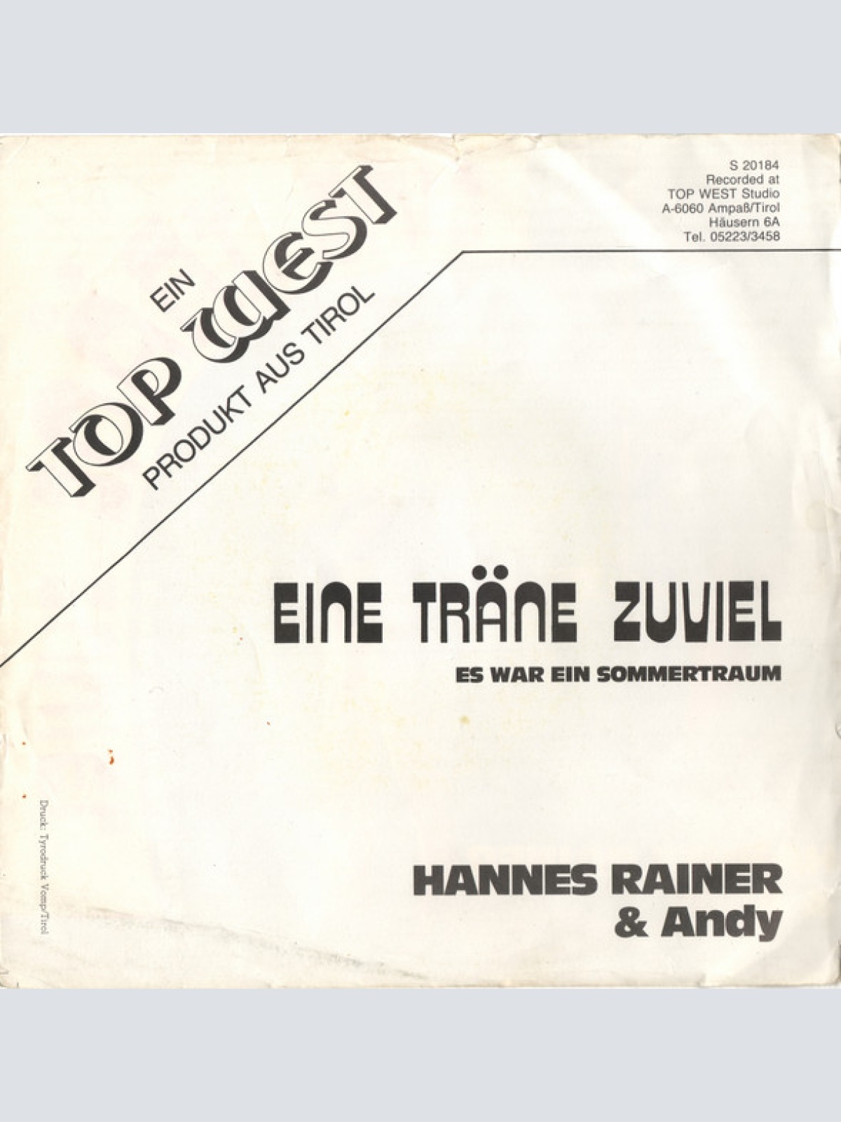 Vinyl / Hannes Rainer & Andy (369) / Mandy Und Die Bambis - Eine Träne Zuviel / Es War Ein Sommertraum