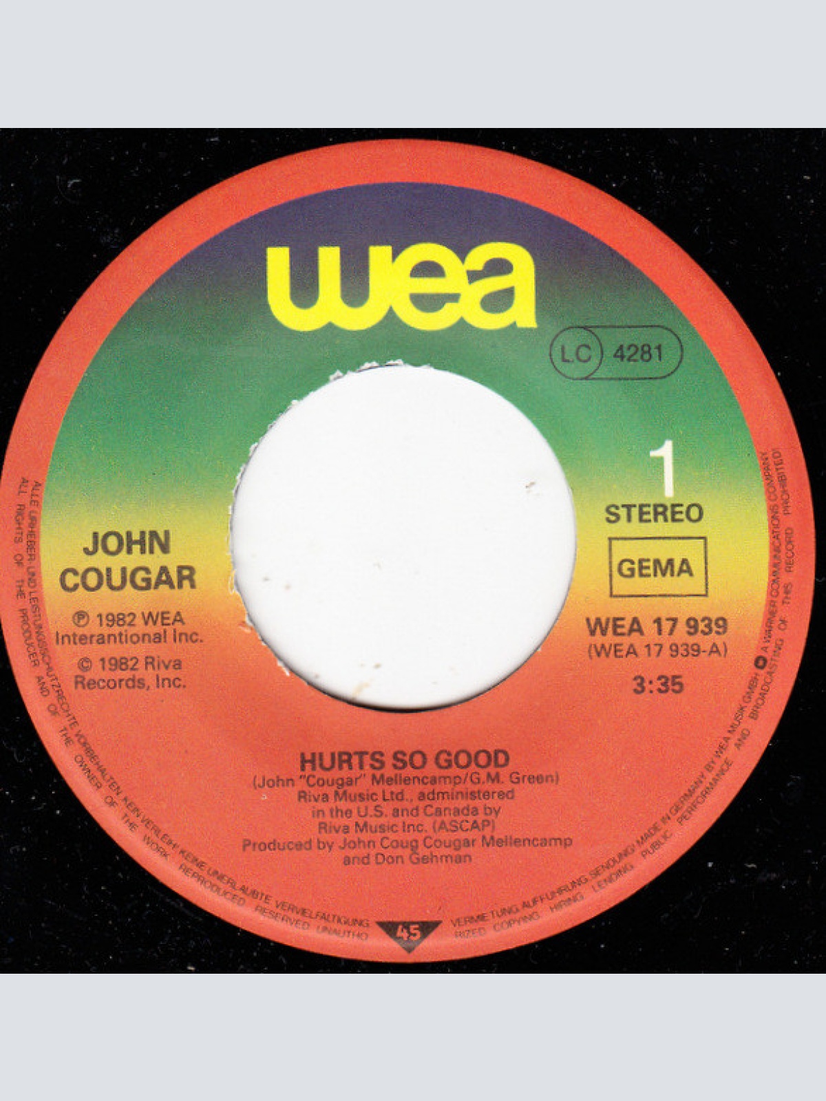 Vinyl / John Cougar* - Hurts So Good
