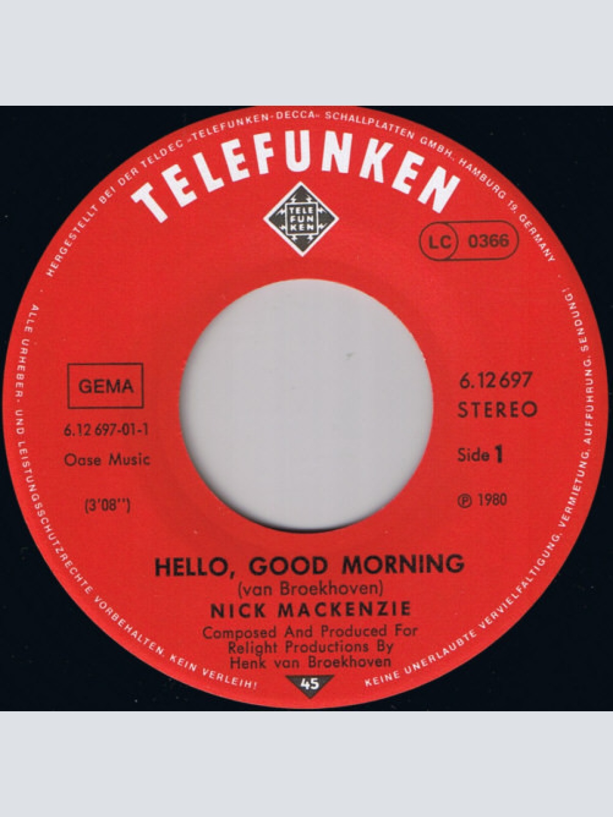 Vinyl / Nick MacKenzie - Hello, Good Morning