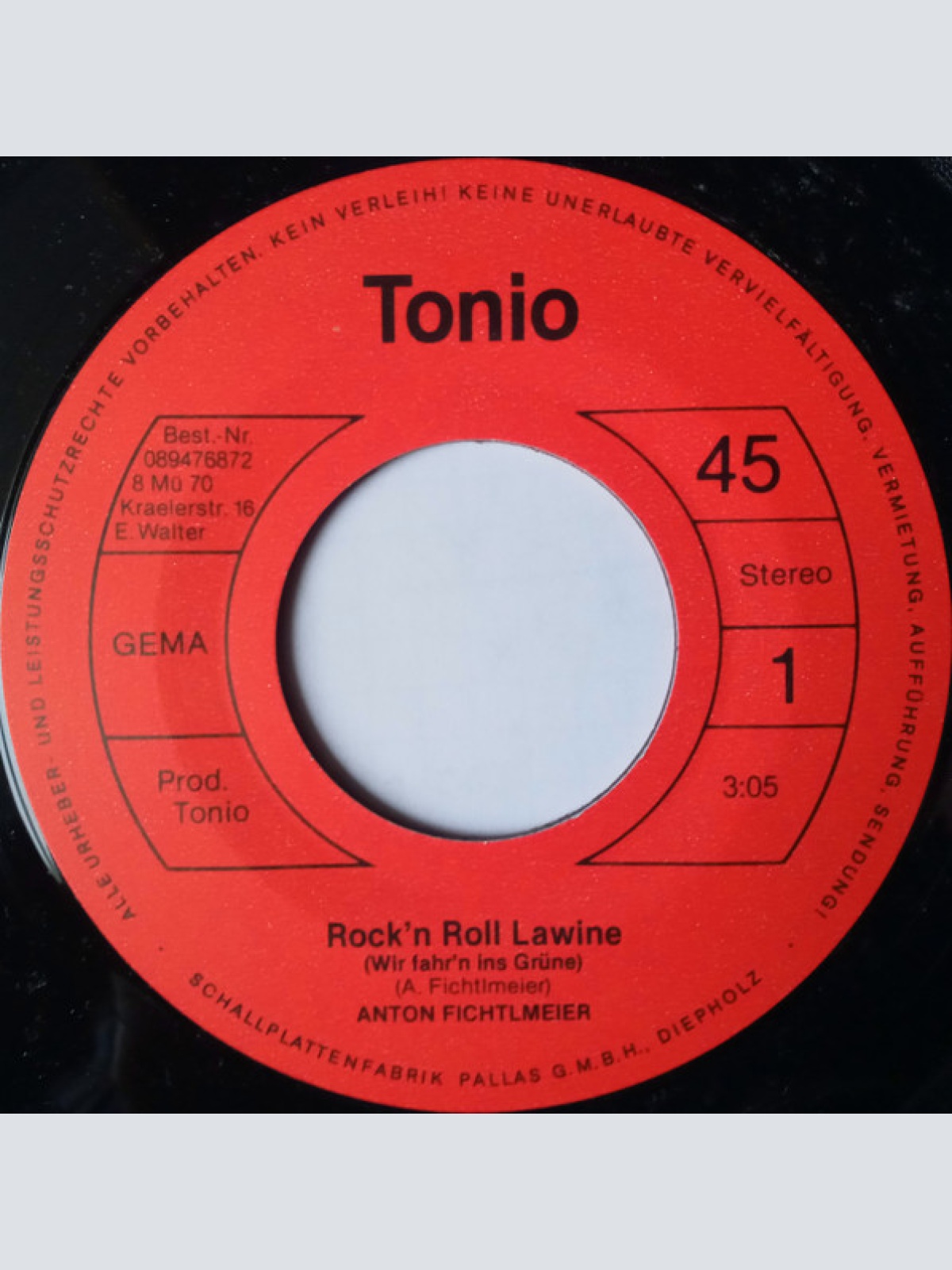 Vinyl / Anton Fichtlmeier - Rock'n Roll Lawine (Wir Fahr'n Ins Grüne)