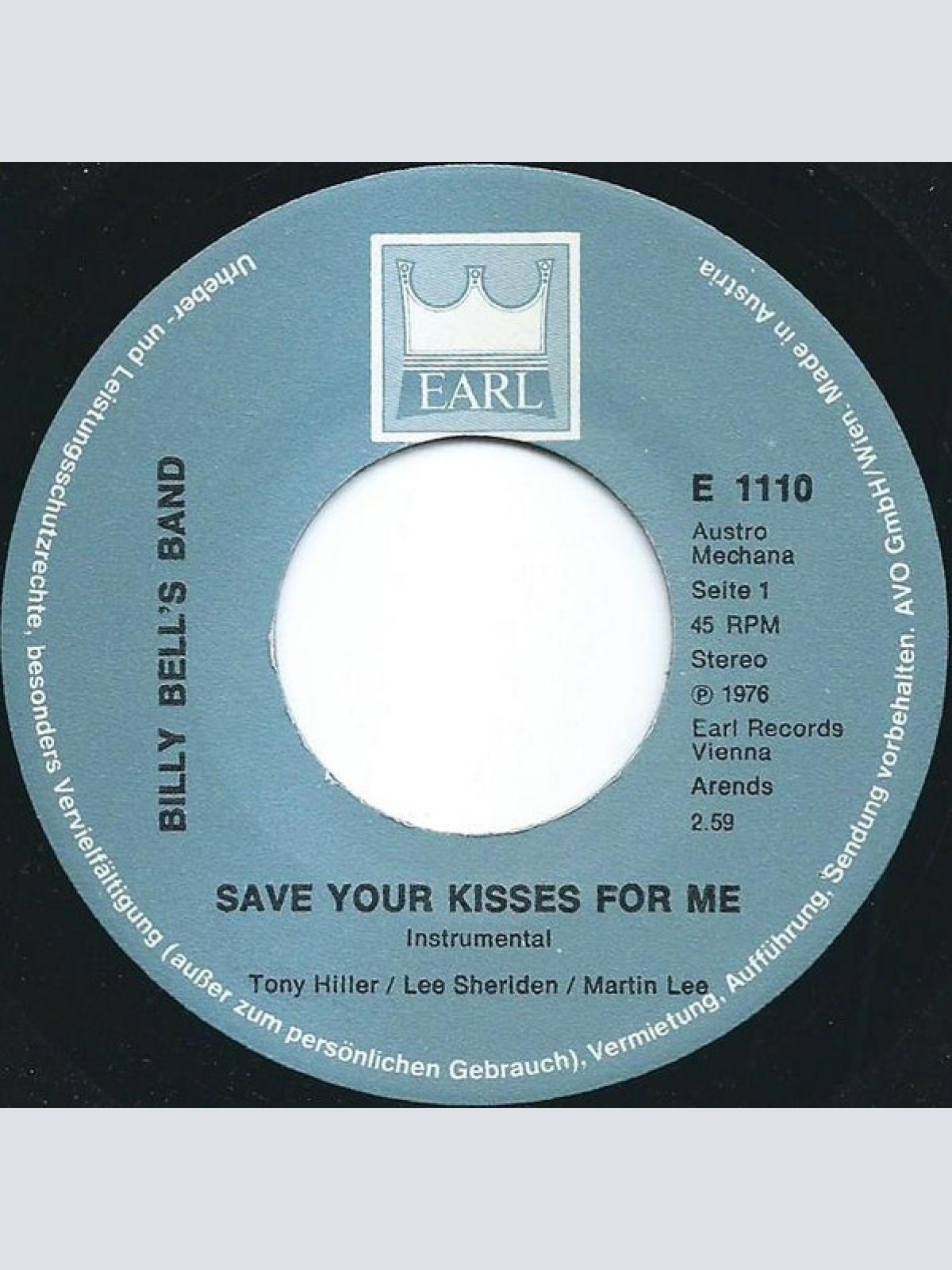 Vinyl / Billy Bell's Band - Save Your Kisses For Me