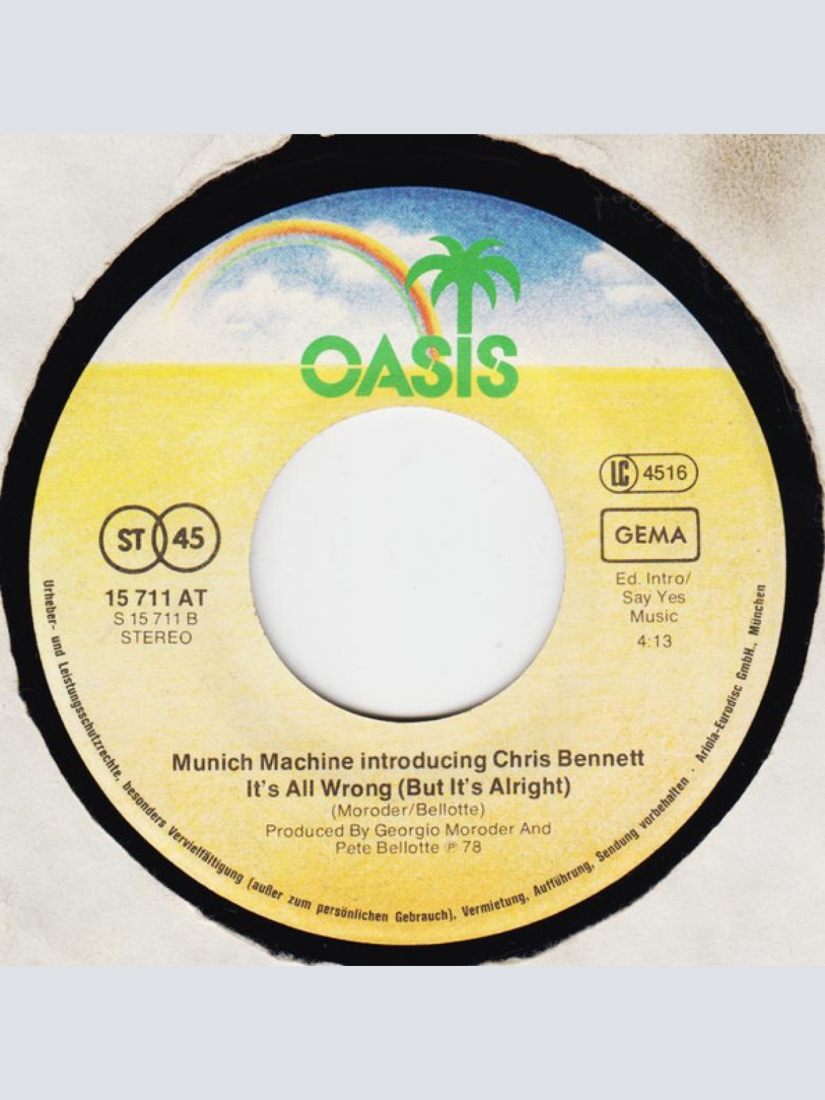Vinyl / Munich Machine Introducing Chris Bennett - A Whiter Shade Of Pale / It's All Wrong (But It's Alright)