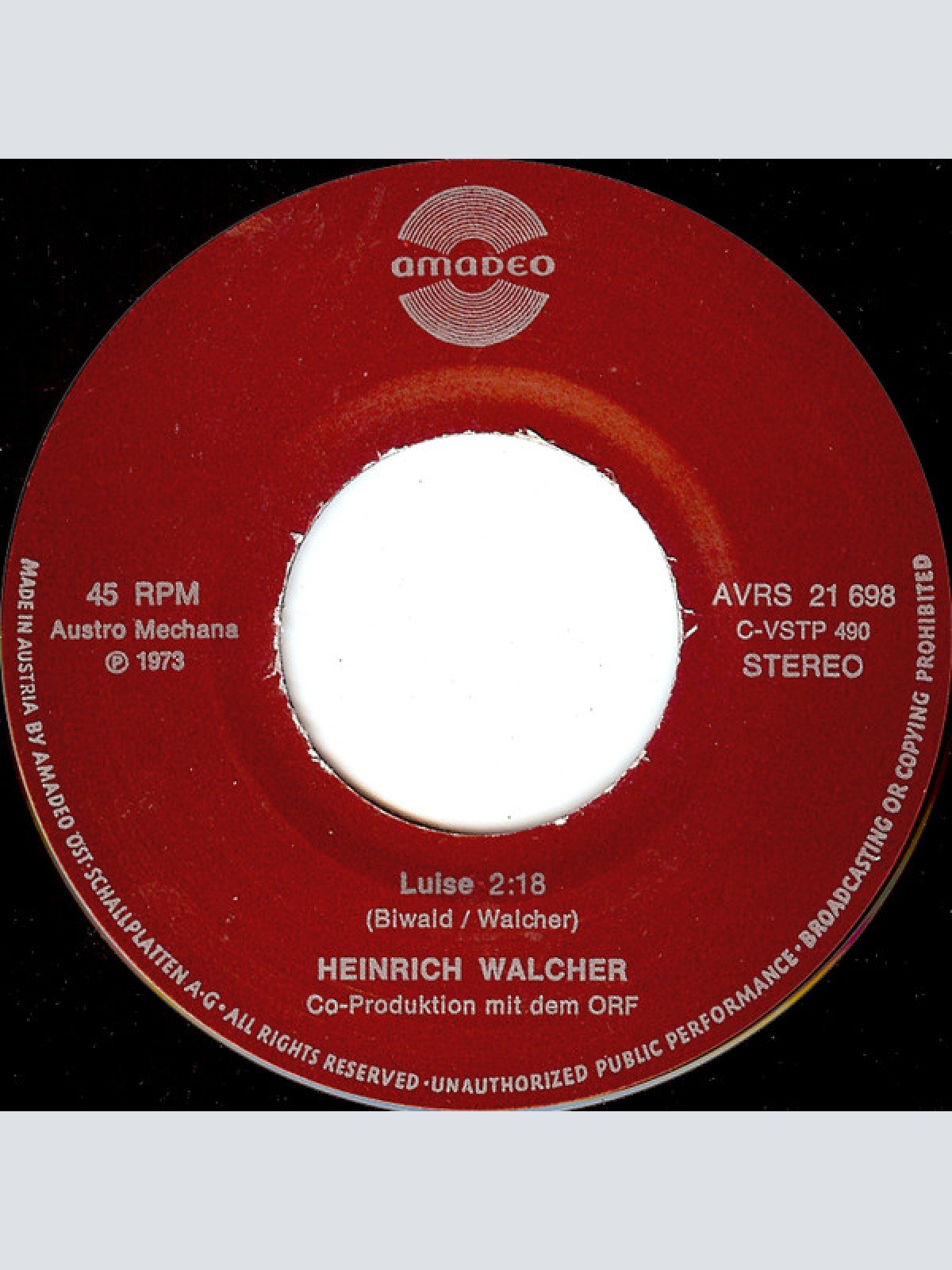 Vinyl / Heinrich Walcher - Adelaide / Luise