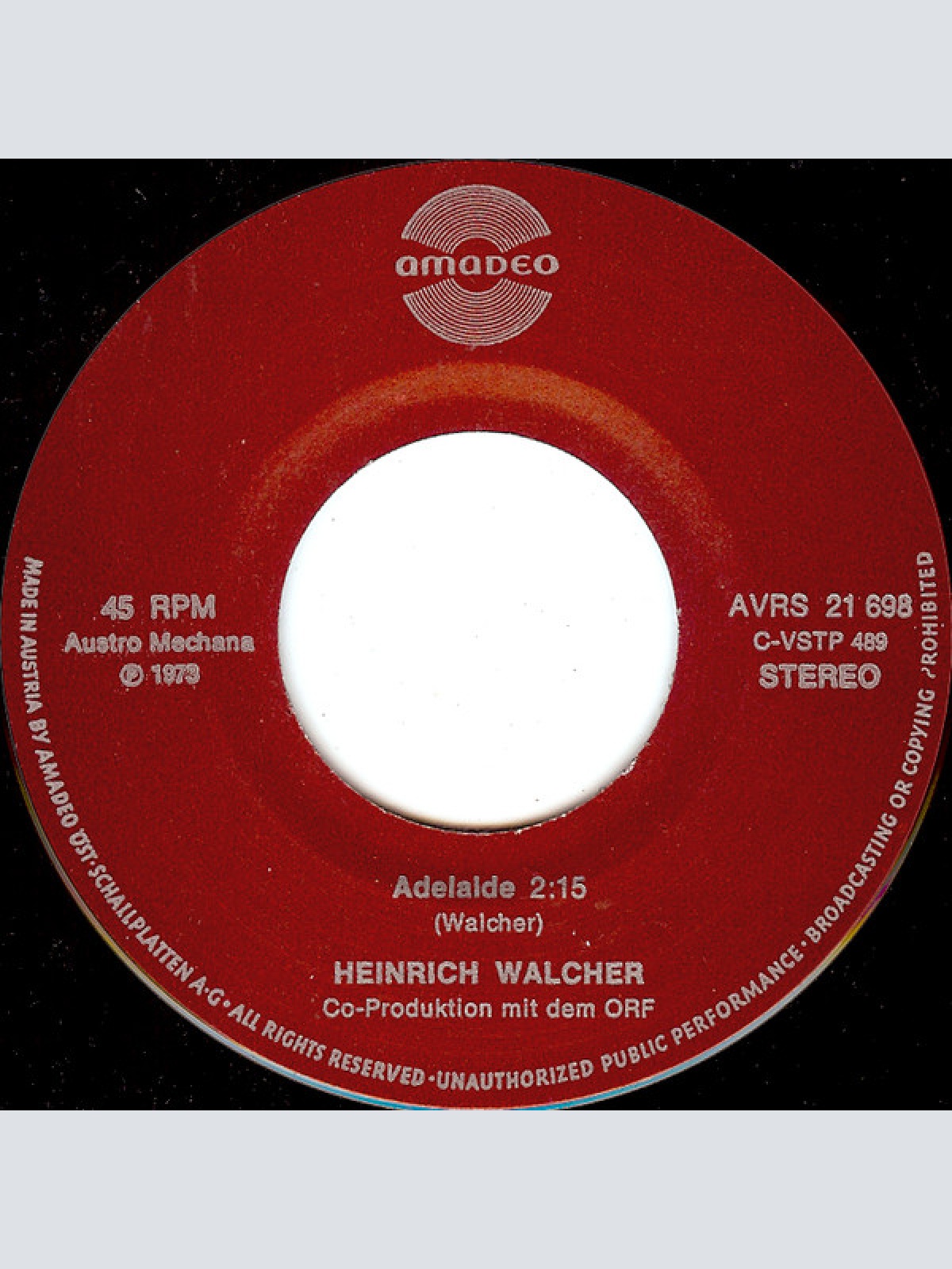 Vinyl / Heinrich Walcher - Adelaide / Luise