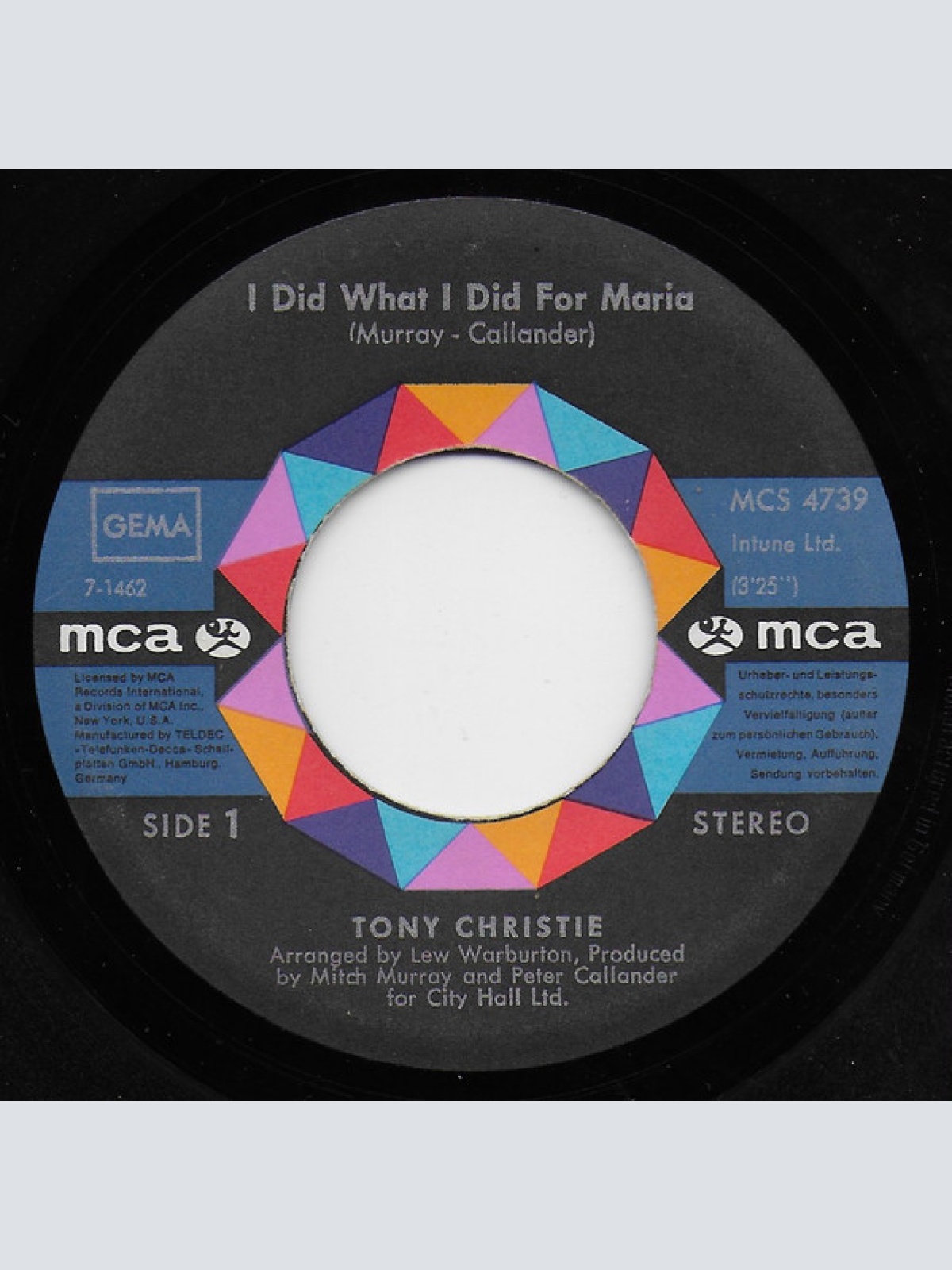 Vinyl / Tony Christie - I Did What I Did For Maria