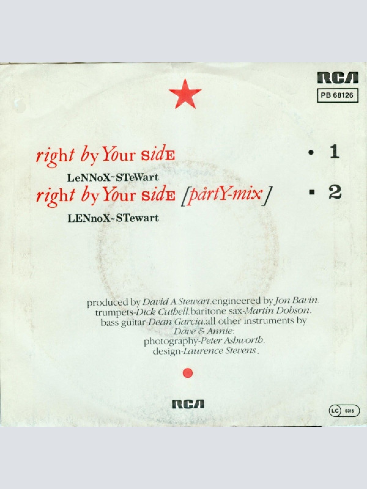 Vinyl / Eurythmics - Right By Your Side
