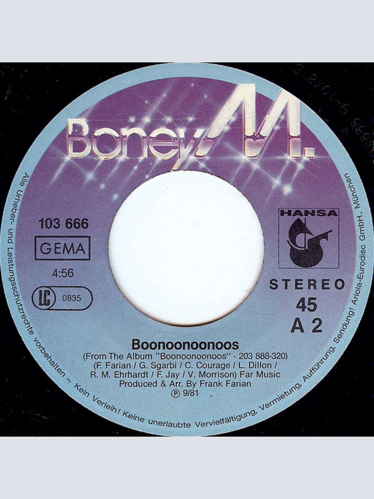 Vinyl / Boney M. - We Kill The World (Don't Kill The World) / Boonoonoonoos