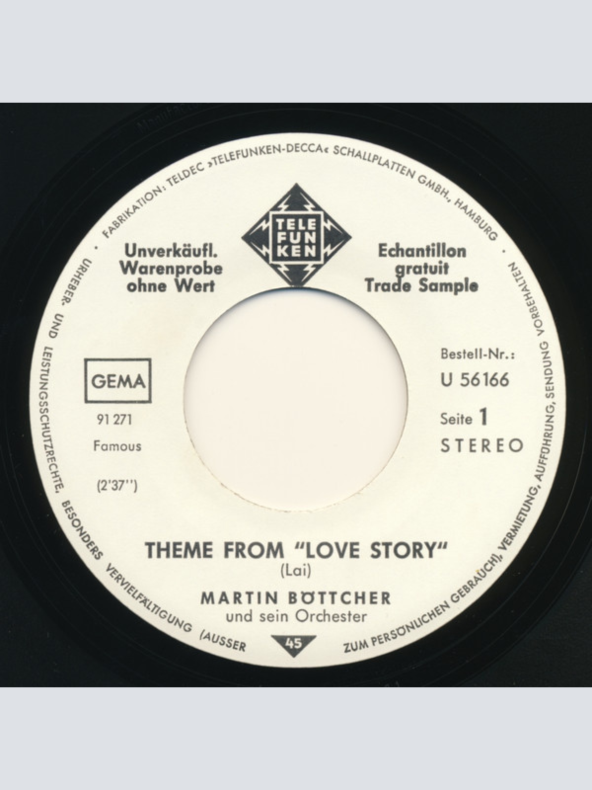 Vinyl / Martin Böttcher Und Sein Orchester* - Theme From Love Story