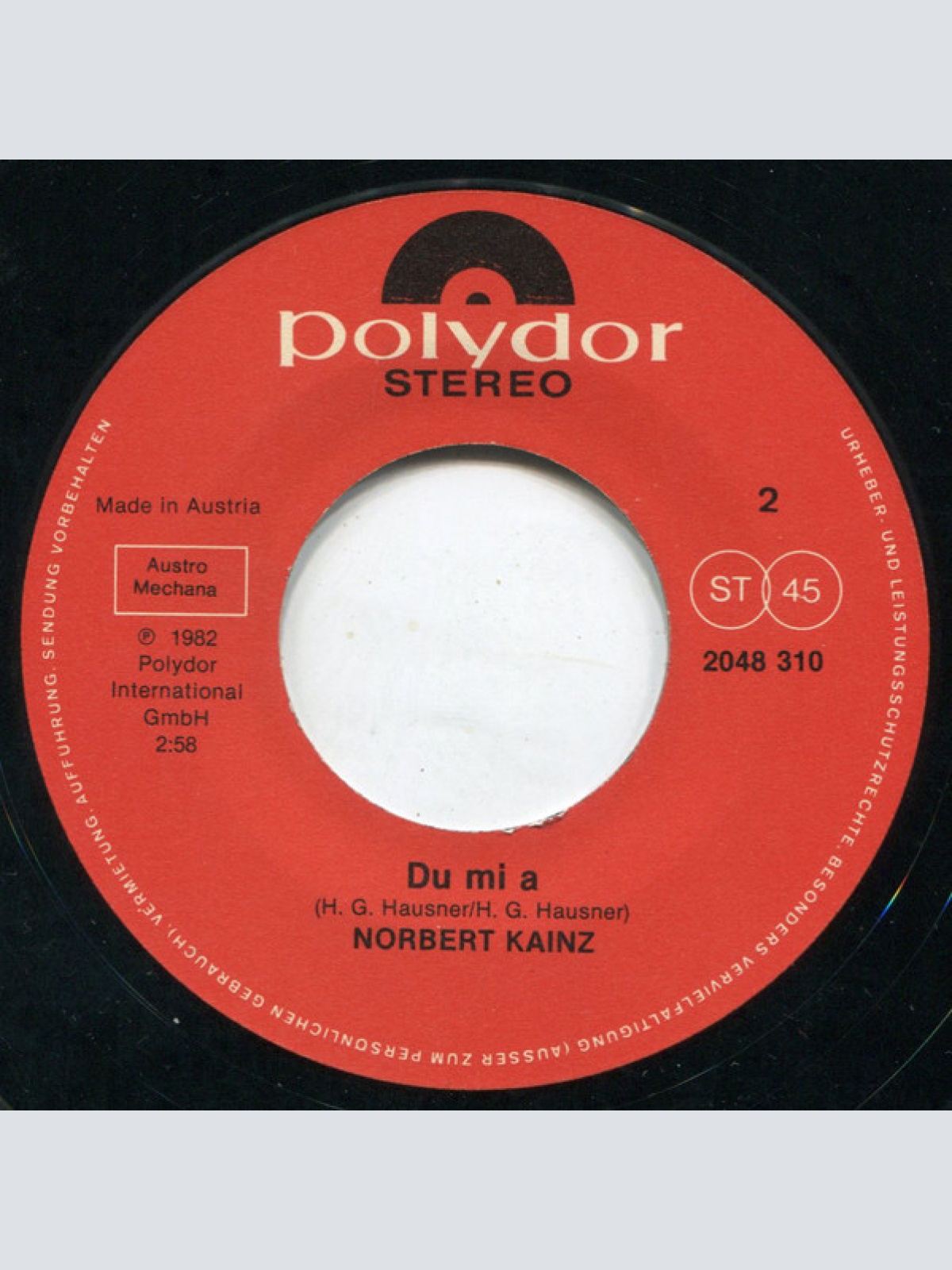 Vinyl / Norbert Kainz - Mir Hams Mei Nummer G'stohln