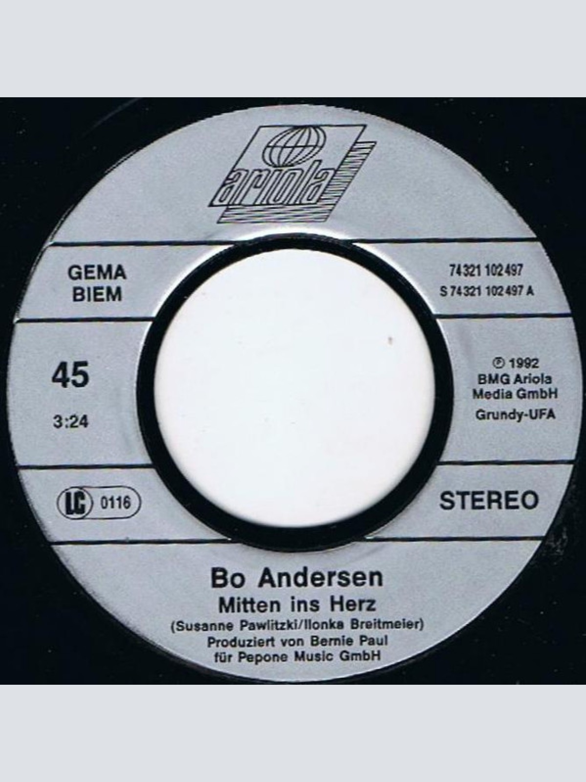 Vinyl / Bo Andersen - Mitten Ins Herz