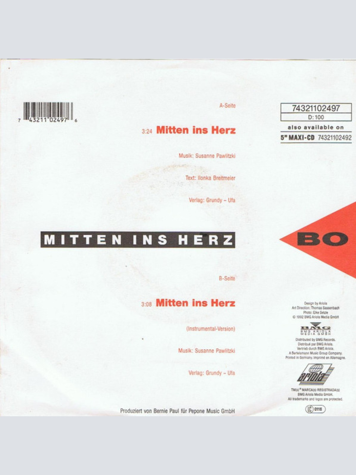 Vinyl / Bo Andersen - Mitten Ins Herz