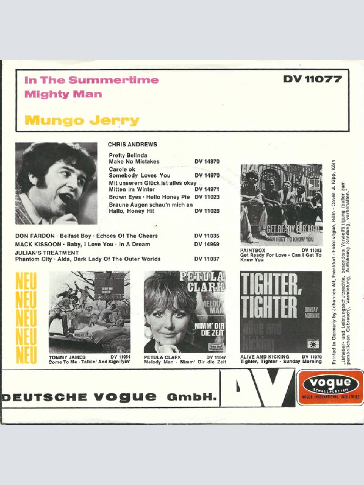 Vinyl / Mungo Jerry - In The Summertime (Originalaufnahme)