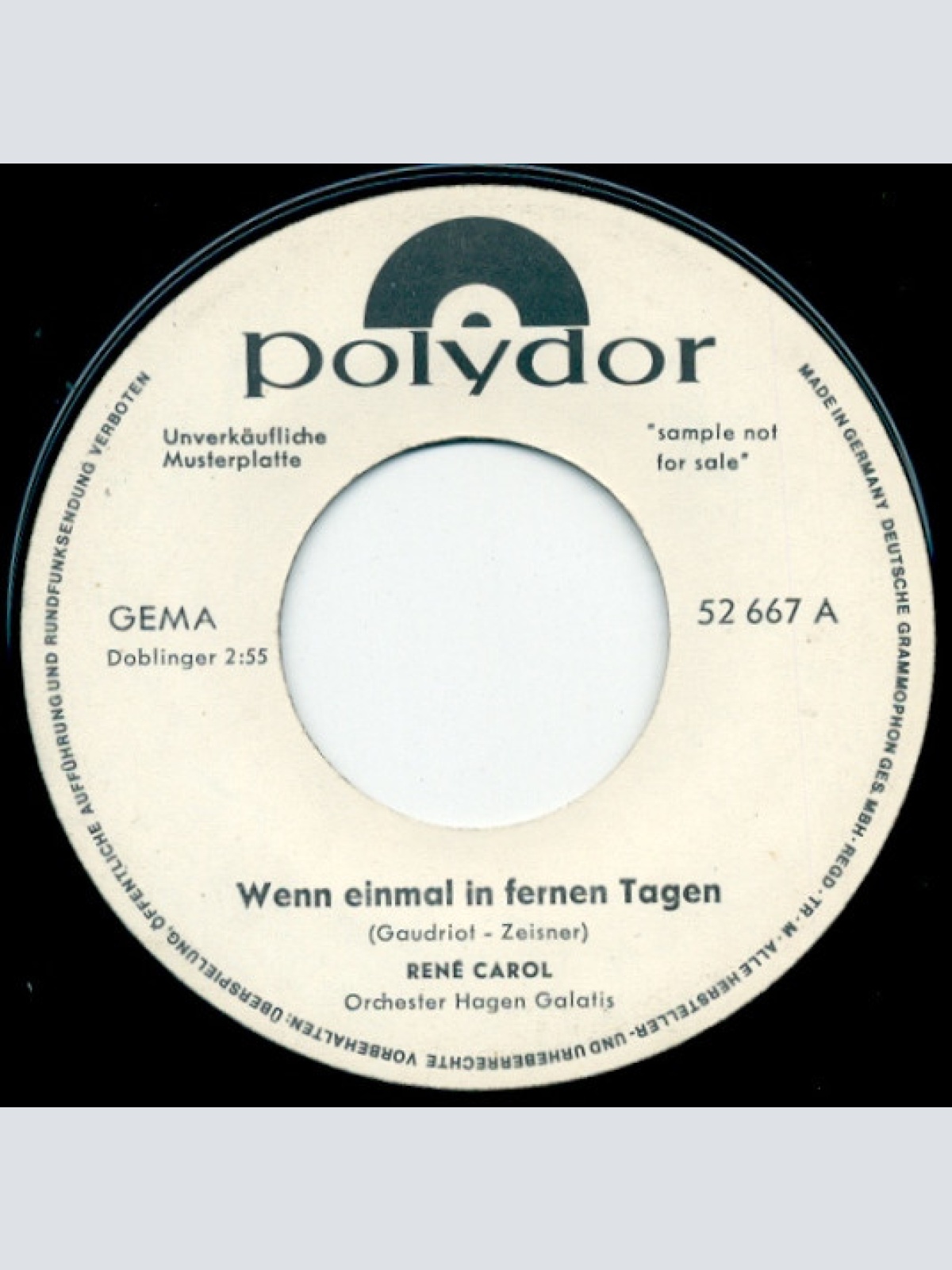 Vinyl / René Carol - Wenn Einmal In Fernen Tagen