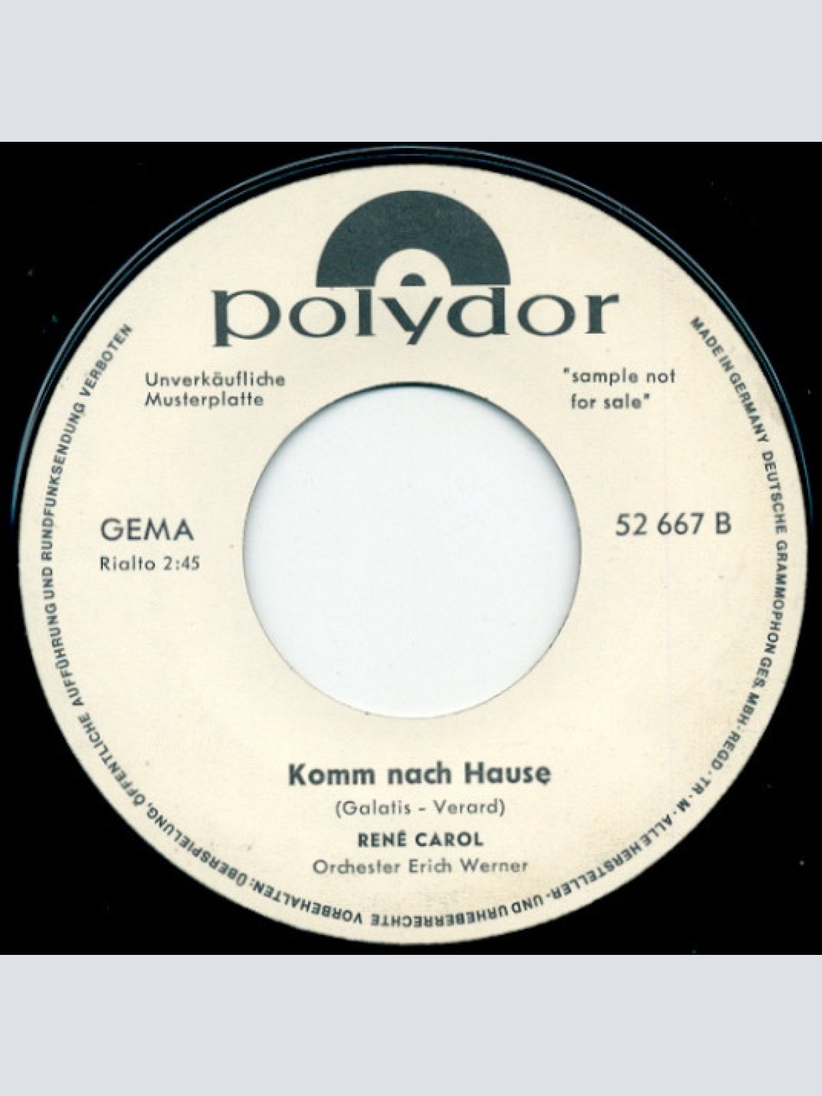 Vinyl / René Carol - Wenn Einmal In Fernen Tagen