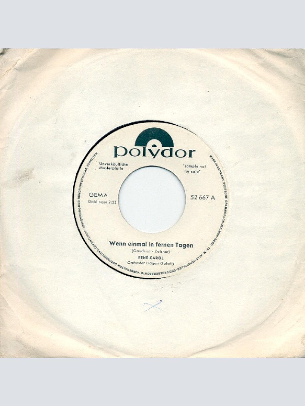 Vinyl / René Carol - Wenn Einmal In Fernen Tagen