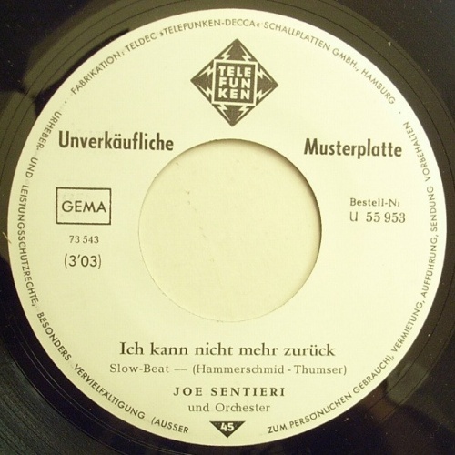 Vinyl / Joe Sentieri - Ich Kann Nicht Mehr Zurück