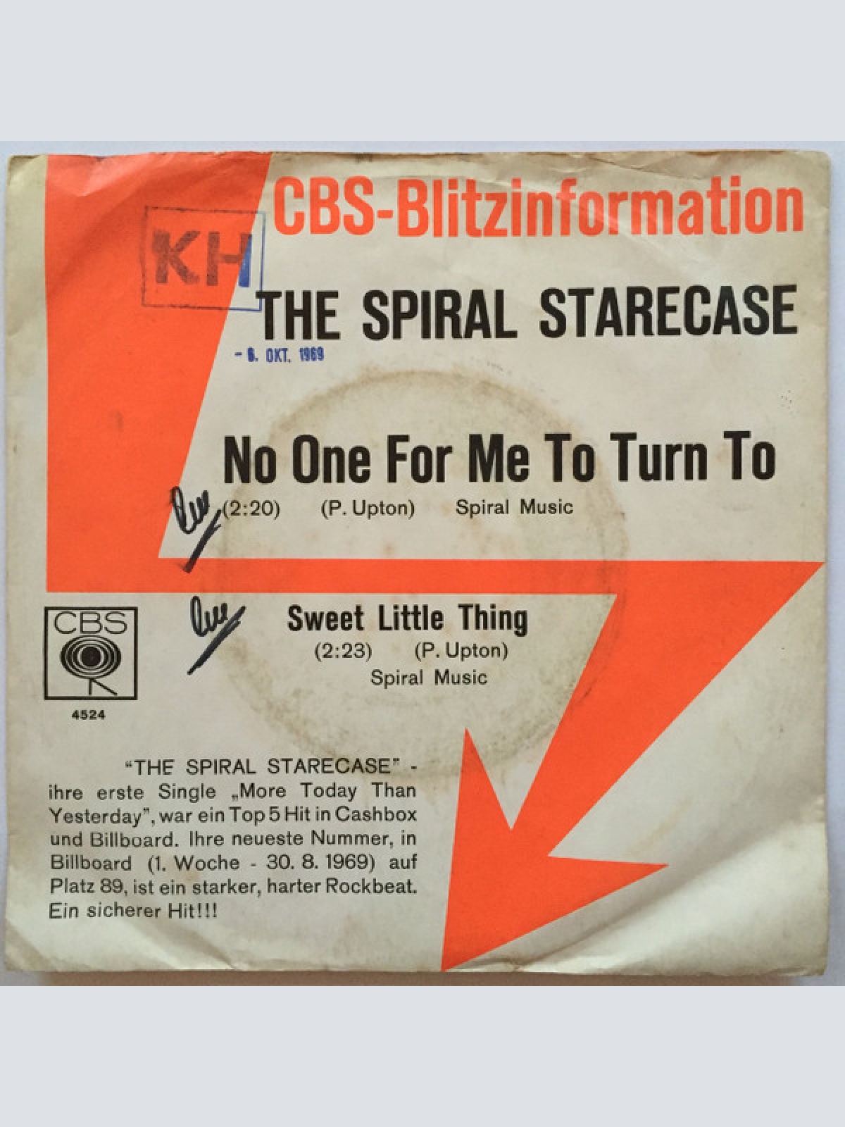 Vinyl / The Spiral Starecase* - No One For Me To Turn To / Sweet Little Thing