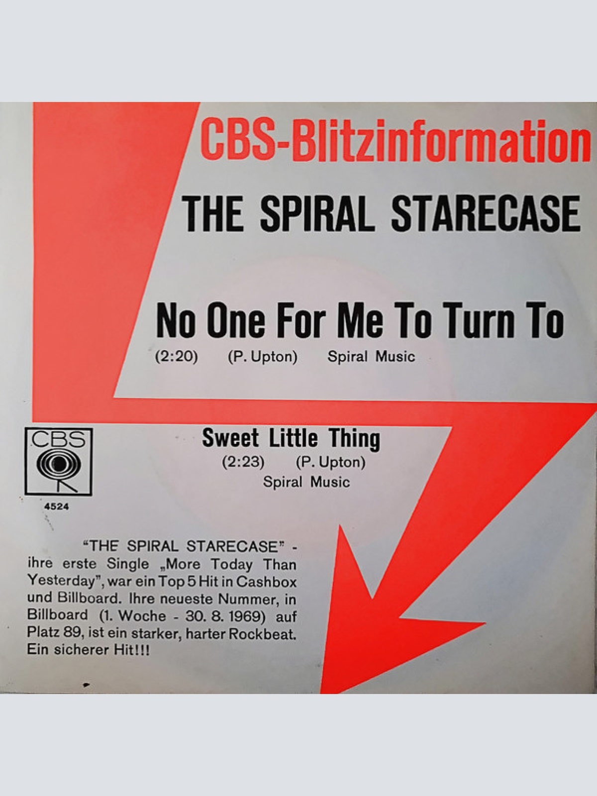 Vinyl / The Spiral Starecase* - No One For Me To Turn To / Sweet Little Thing