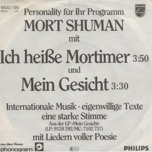 Vinyl / Mort Shuman - Ich Heiße Mortimer / Mein Gesicht