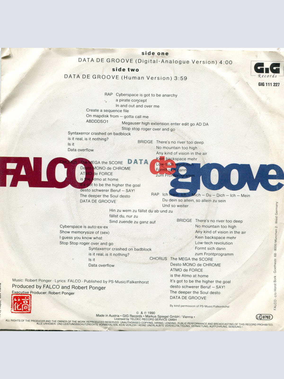 Vinyl / Falco - Data De Groove