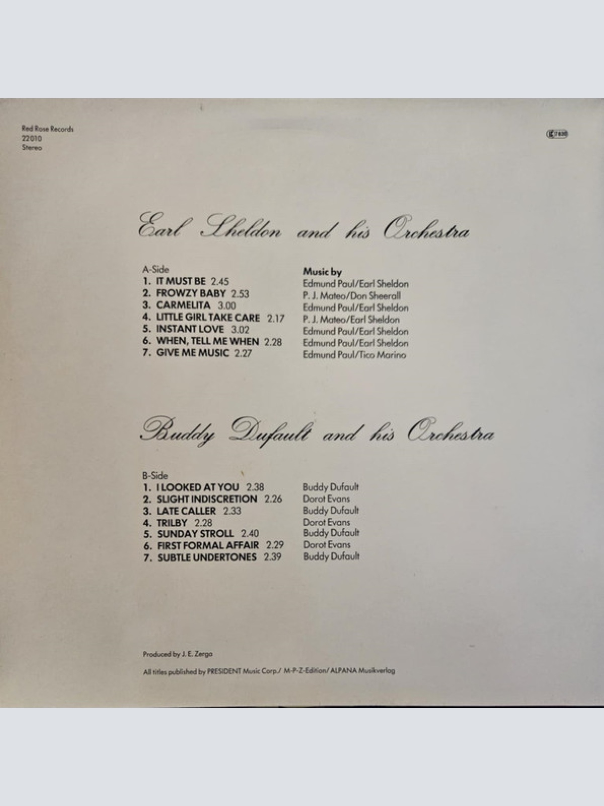 Vinyl / Earl Sheldon And His Orchestra, Buddy Dufault And His Orchestra - Earl Sheldon And His Orchestra / Buddy Dufault And His Orchestra