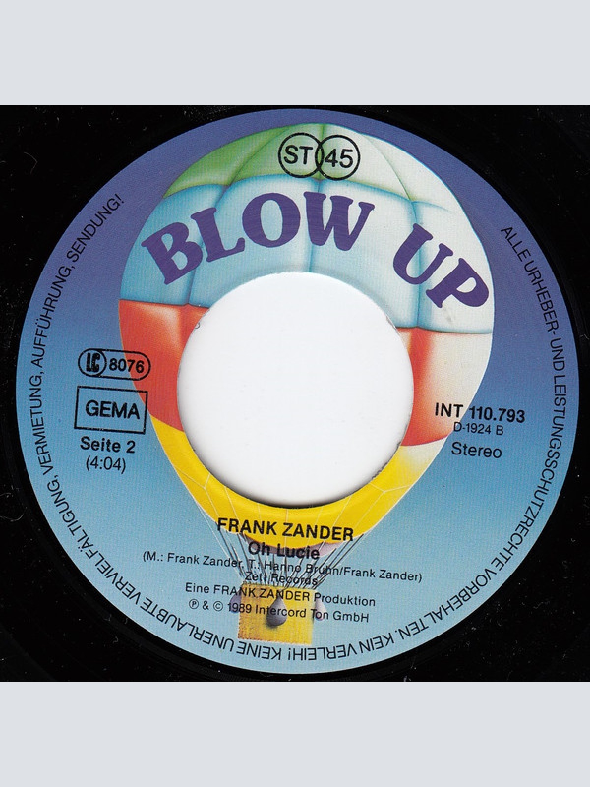 Vinyl / Frank Zander - Hier Kommt Kurt